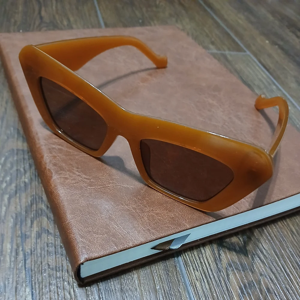 Oversized Cat Eye Burnt Orange Brown Sunglasses